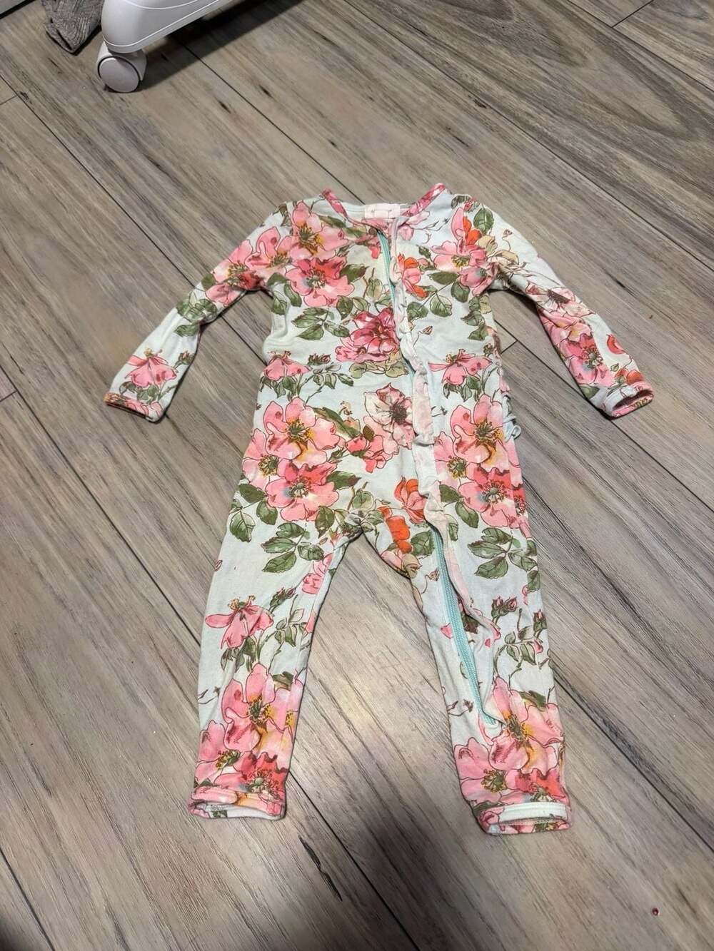 Angel Dear Floral Ruffle Zip-Front Baby Coverall